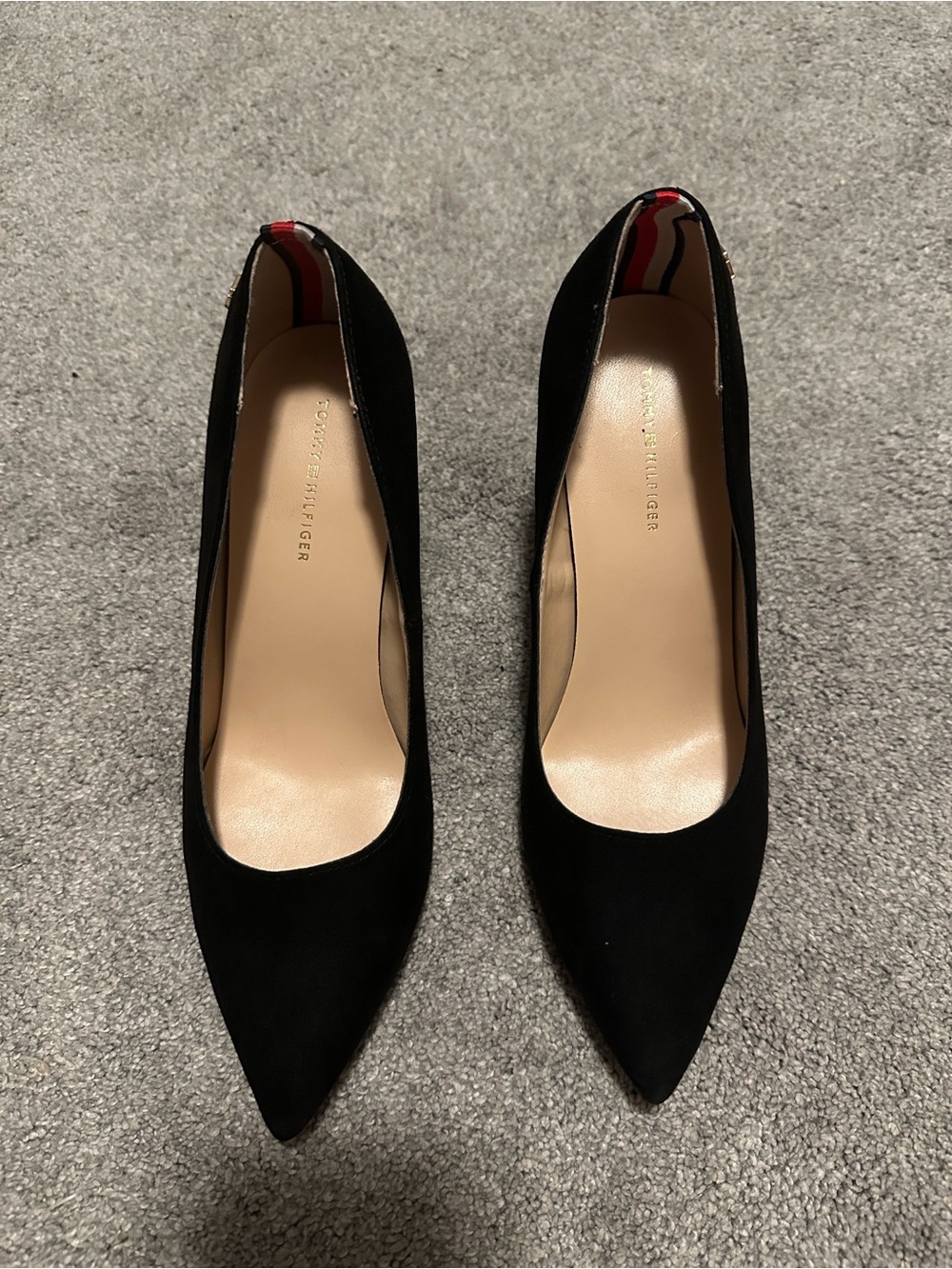 Tommy Hilfiger Black Pointed Toe Suede Pumps